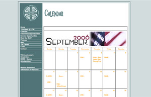 screen shot of calendar