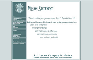 screen shot of mission statement page