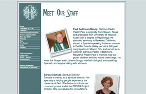 screen shot of staff page